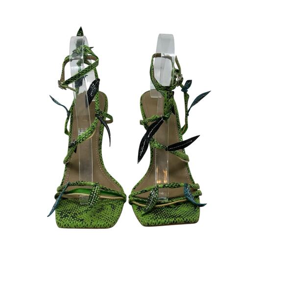 EGO green snake leaves heel strappy sandals size UK 6 - US 8 - Picture 1 of 12